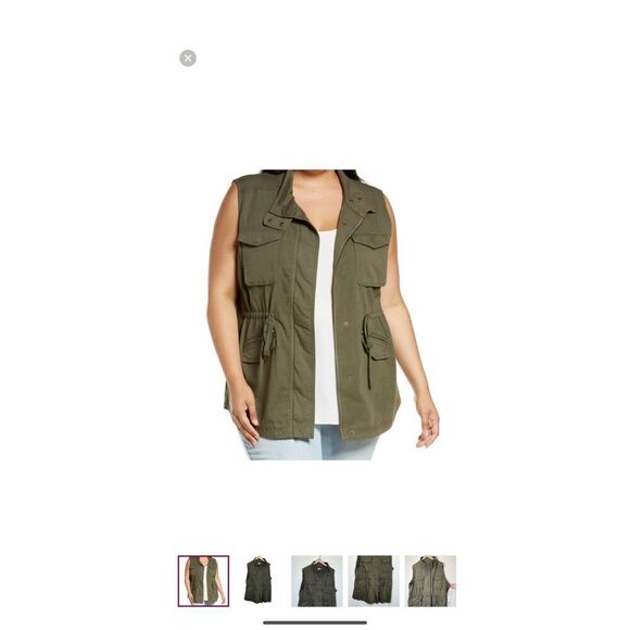 Caslon Women's Olive Green Utility Vest Jacket XXL 2XL Cotton Blend Military - Picture 1 of 11
